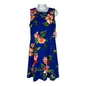 Jessica Howard Womens Floral-Print Fit & Flare Dress Size 8 Blue